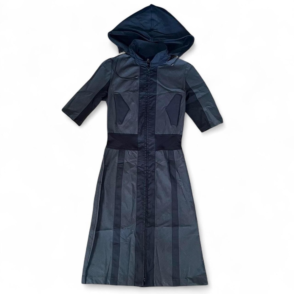 Black Staci Snider designer hooded zip up dress